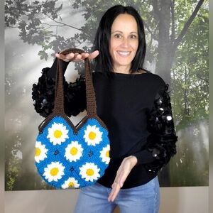 Flower Crochet Tote Bags - Rise In Love Designs.